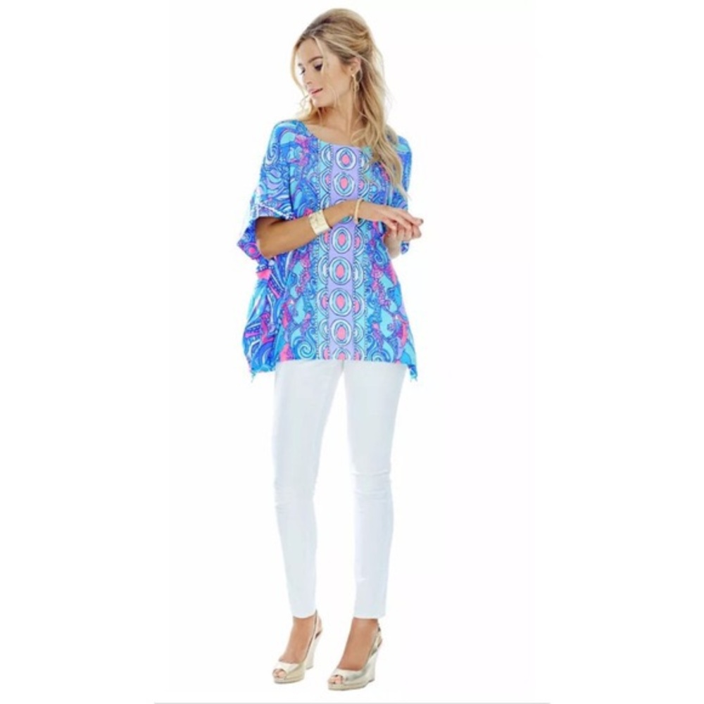 Lilly Pulitzer Blue and Pink Patterned Top